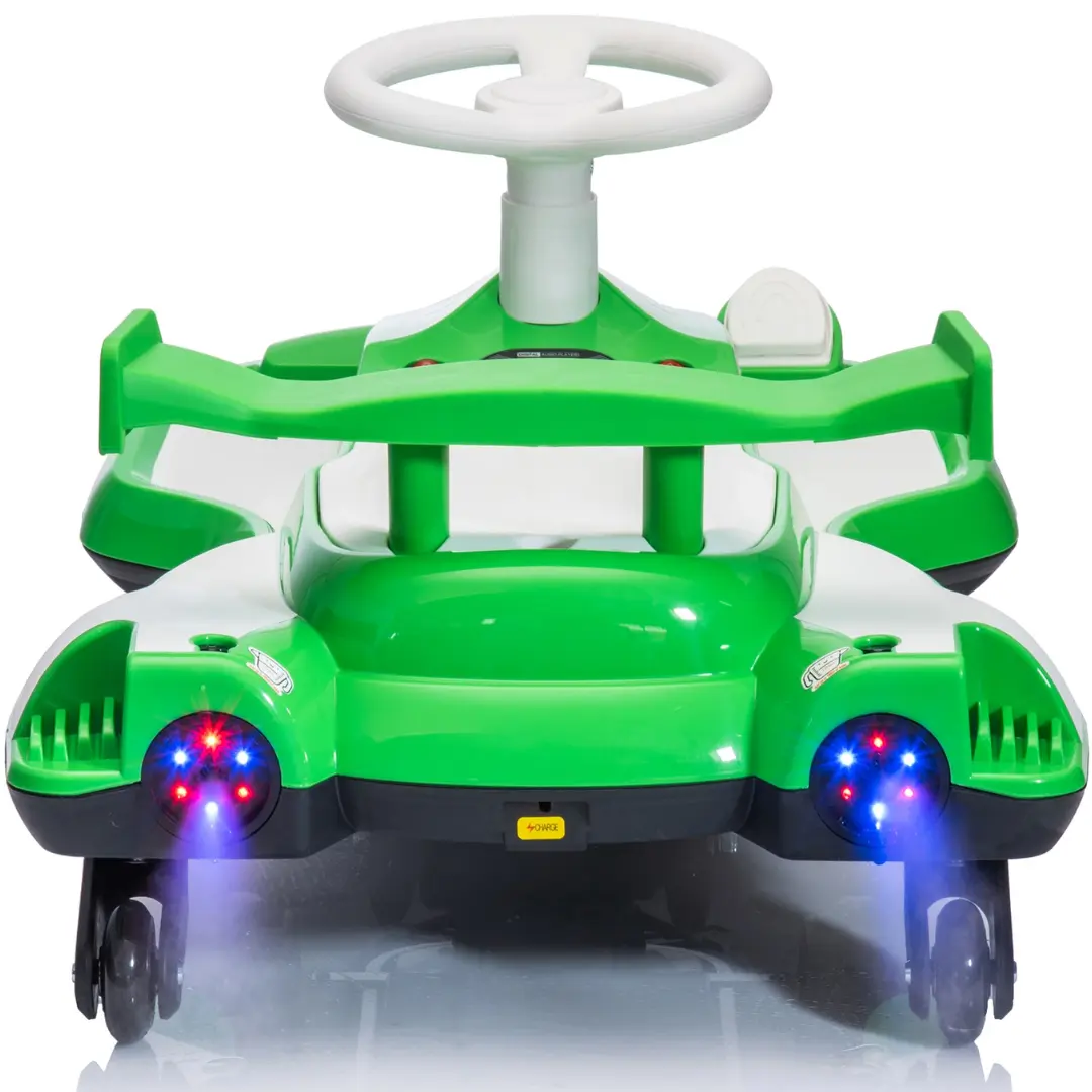 12V Kids Green Electric Scooter Ride With 360 Degree Drift Function