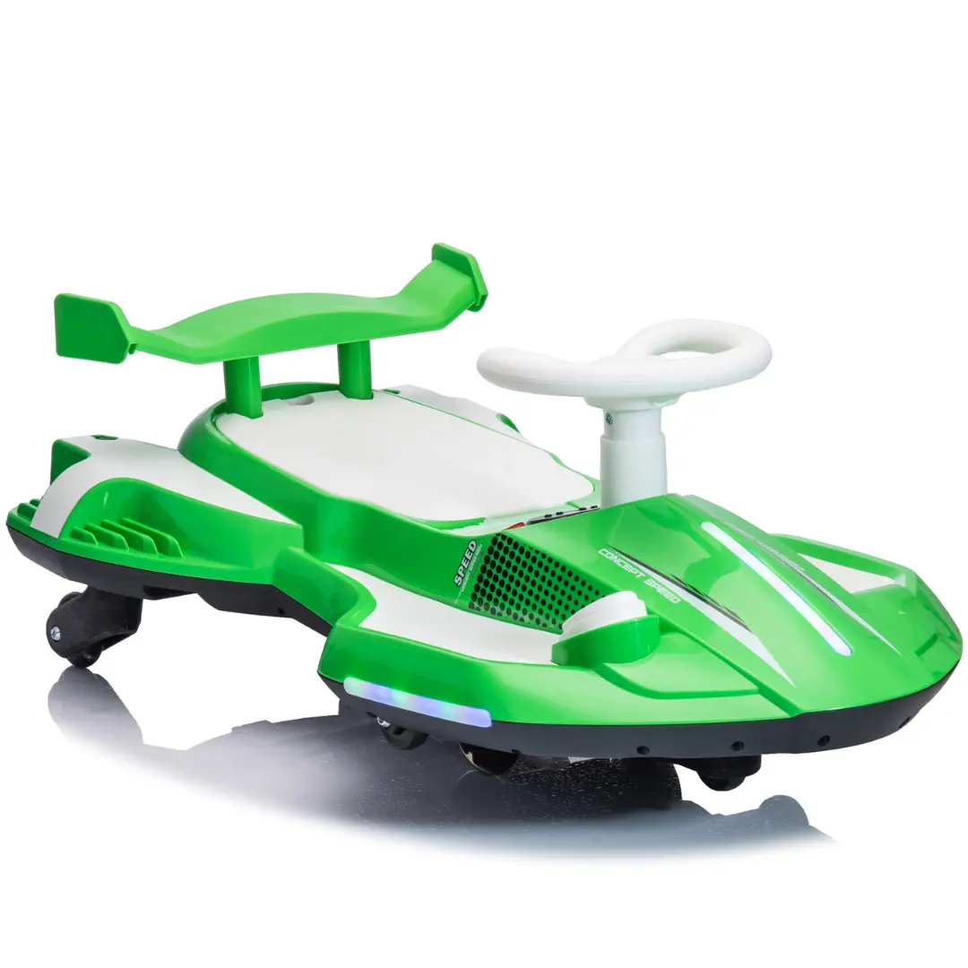 12V Kids Green Electric Scooter Ride With 360 Degree Drift Function