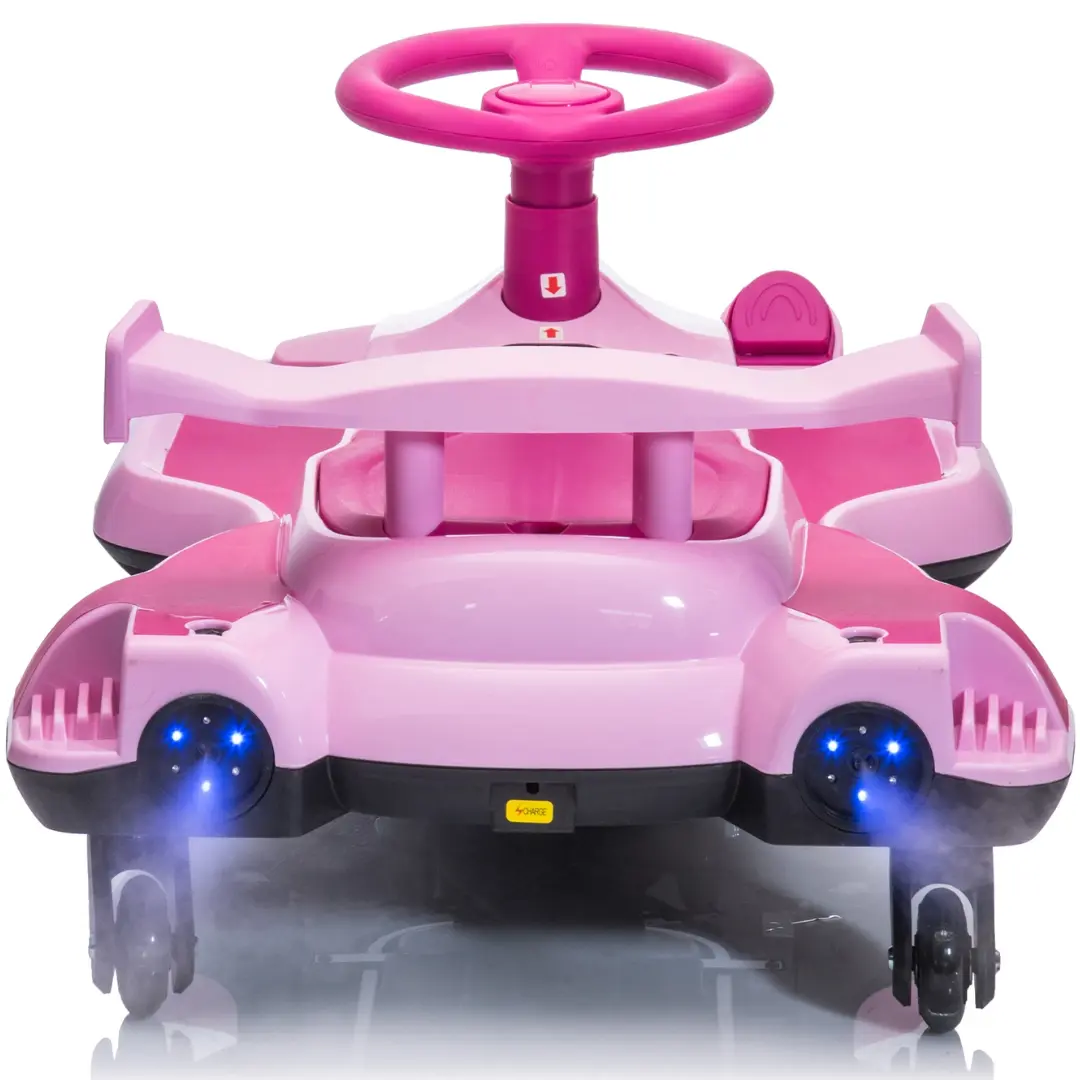 12V Kids Pink Electric Scooter Ride With 360 Degree Drift Function