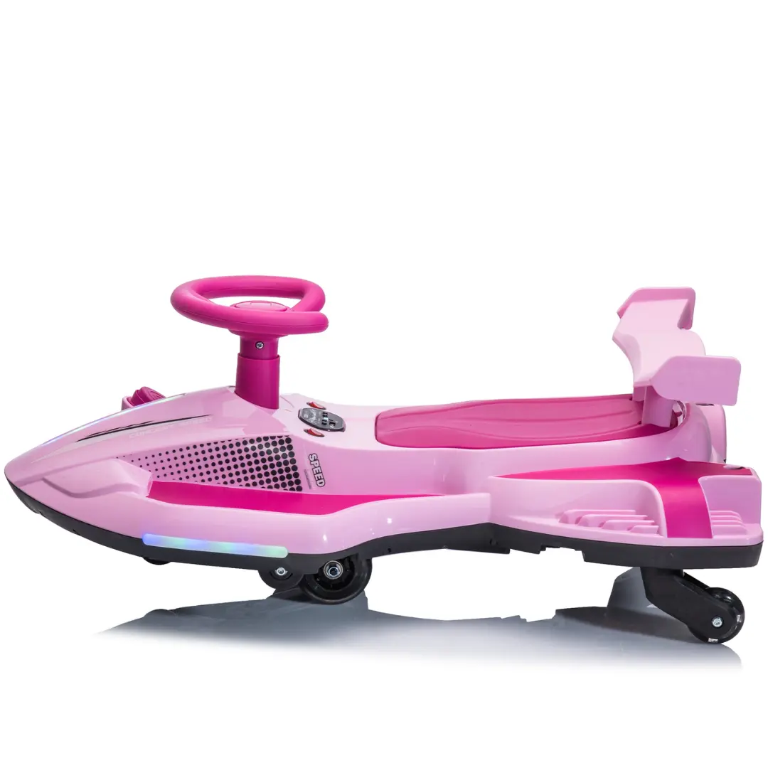 12V Kids Pink Electric Scooter Ride With 360 Degree Drift Function