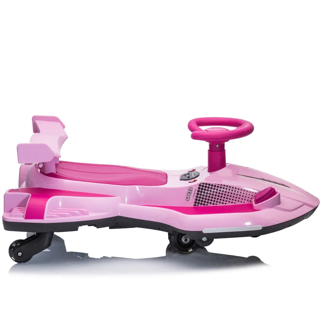 12V Kids Pink Electric Scooter Ride With 360 Degree Drift Function