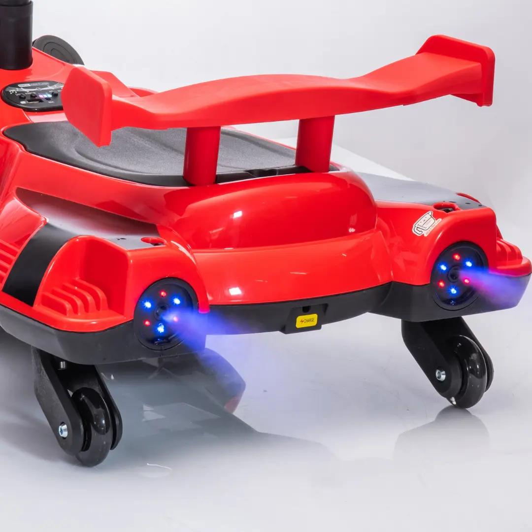 12V Kids Red Electric Scooter Ride With 360 Degree Drift Function