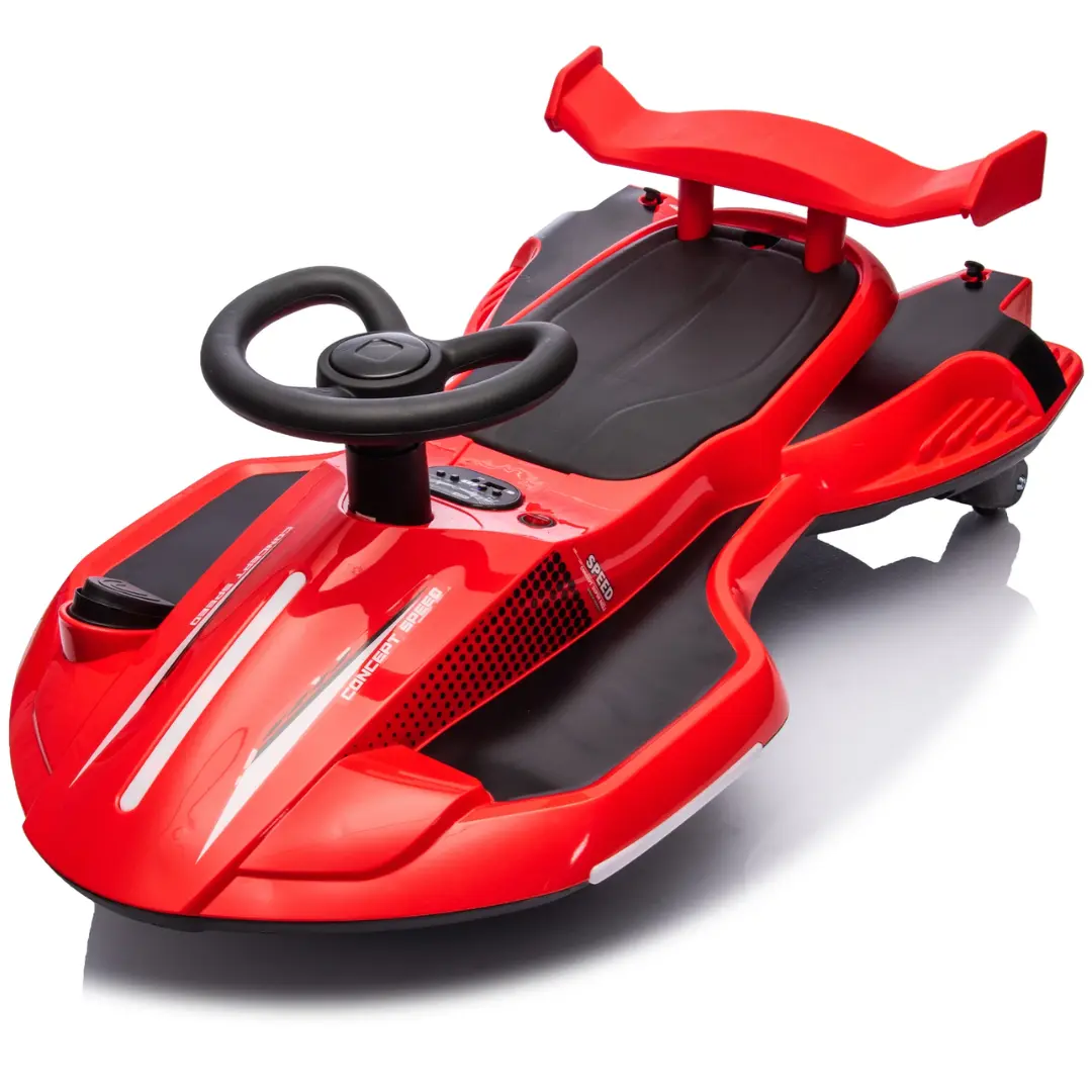 12V Kids Red Electric Scooter Ride With 360 Degree Drift Function