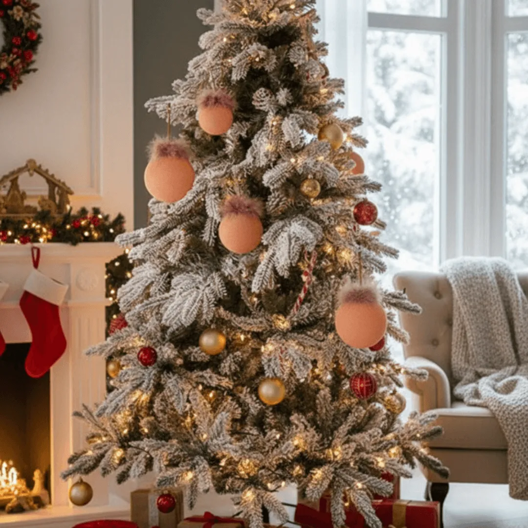 🎅4PCS Glass Christmas Ball Ornaments Brown Shiny Hanging Holiday Tree Decorations | Elegant Xmas Party Décor🎄