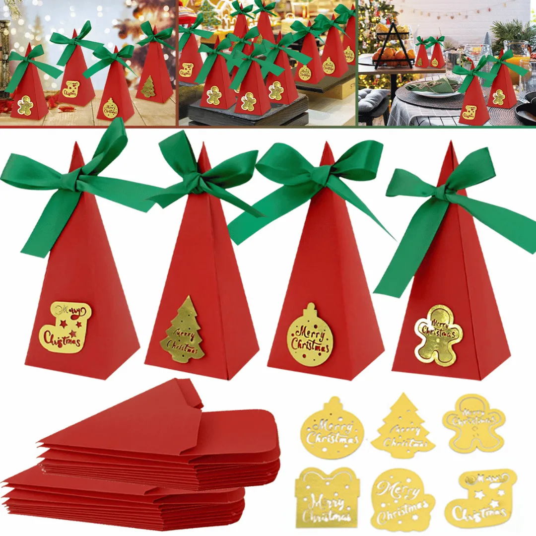 🎅20Pcs Christmas Gift Boxes – Red Paper Treat & Candy Packaging Boxes for Holiday Party Favors🎁