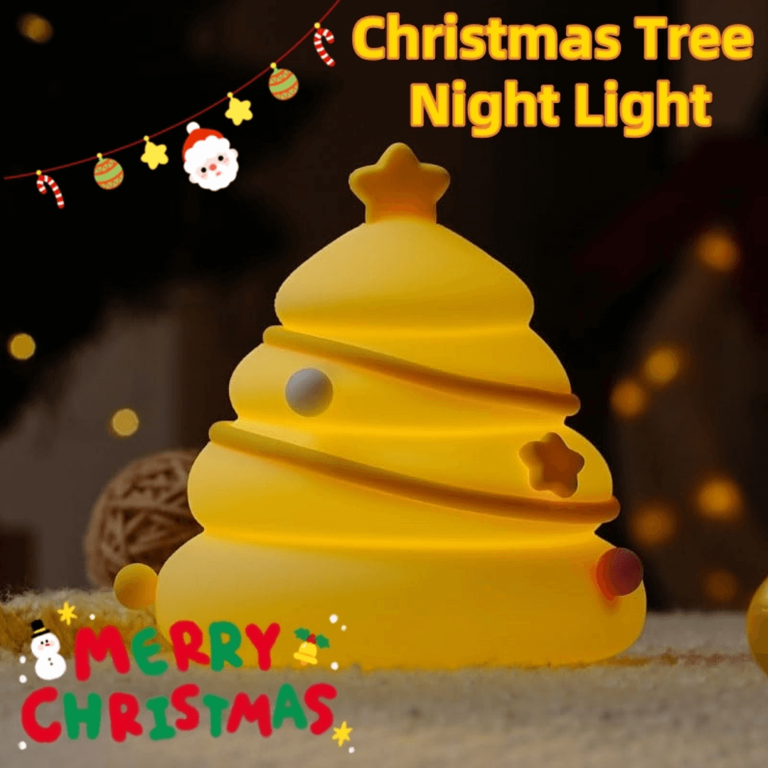 🎄Silicone Christmas Tree Night Light💡USB Rechargeable Kids Bedside Lamp | Soft Eye-Protection Warm Light