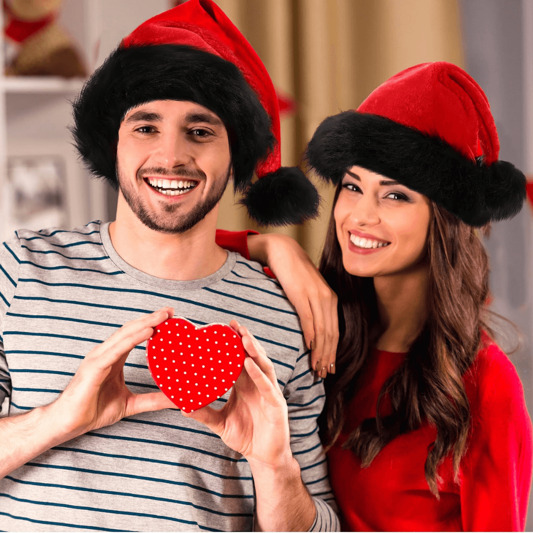 🎅Red Plush Christmas Hat Soft Festival Dress-Up Prop | Holiday Costume Ornament for Parties & Celebrations💚