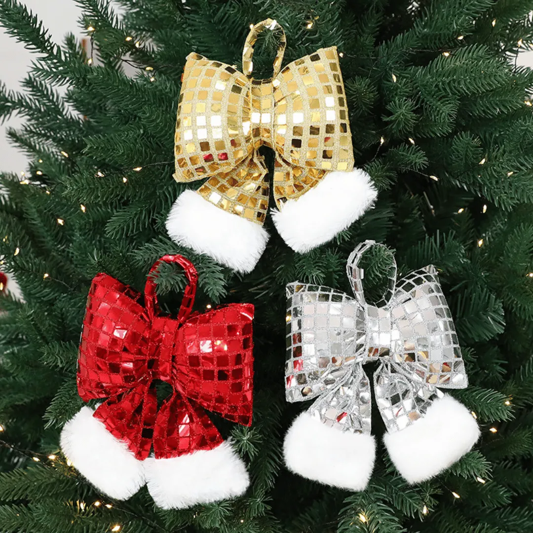 🎀Mirror Bow Christmas Tree Decoration – Sparkling Sequin Holiday Ornament🎀