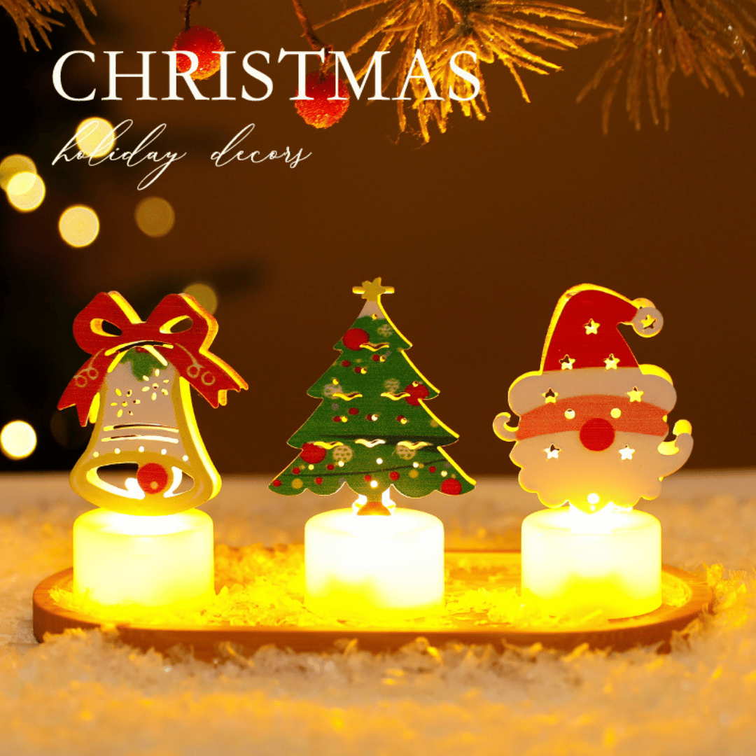 🎅LED Electronic Christmas Candle Lights Santa, Snowman & Tree Night Lamps Holiday Decorative Ornaments🕯️