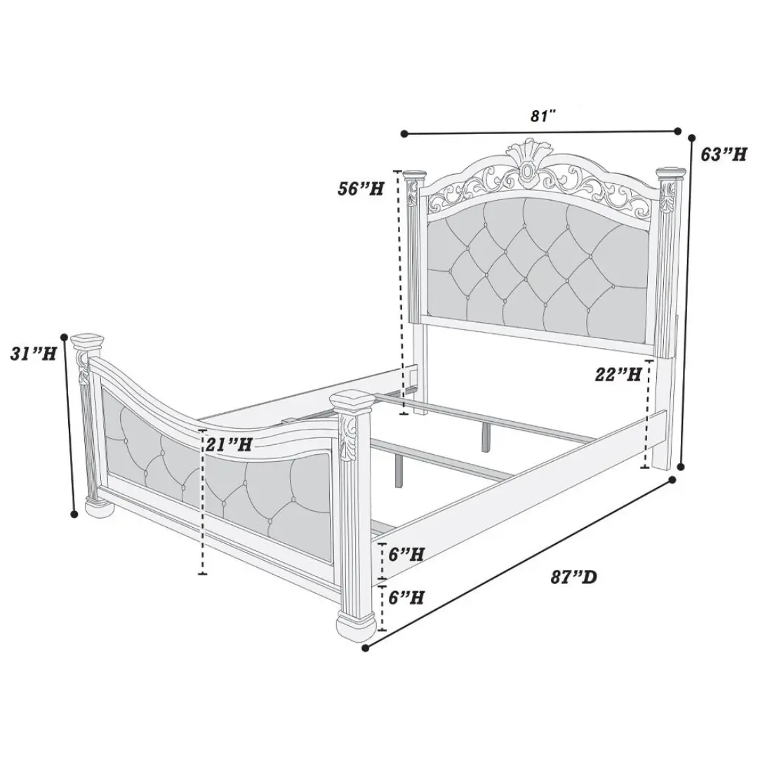 King Size Formal Traditional Dark Cherry 1pc Bed Tufted Faux Headboard Footboard