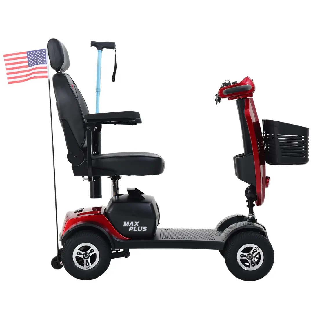 MAX PLUS RED Four Wheel Outdoor Compact Mobility Scooter