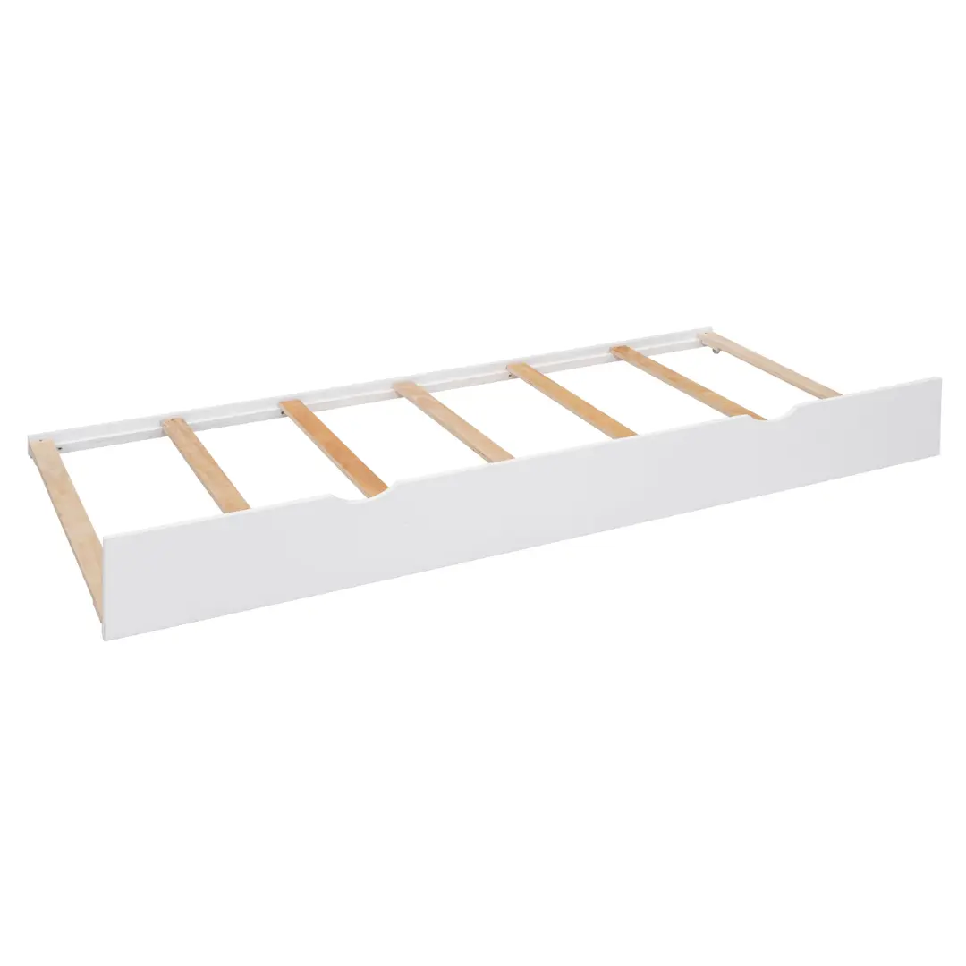 Queen Size White Wooden Bed With All-In-One Cabinet Shelf and Socket